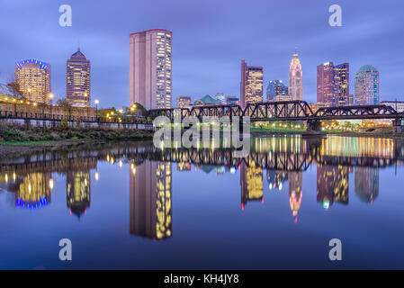 Columbus, Ohio, Stati Uniti d'America skyline sul Scioto River. Foto Stock