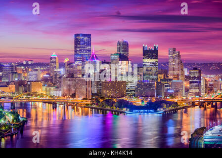 Pittsburgh, Pennsylvania, usa lo skyline della citta'. Foto Stock