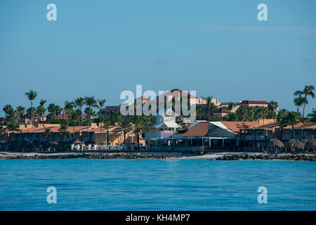 Caraibi, Isole Leeward, Aruba (parte delle Isole ABC), Oranjestad. Vista sulla costa occidentale di Aruba. Foto Stock