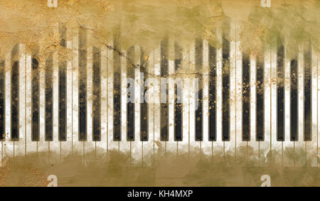 Astratta brush tasti di pianoforte su grunge background. Foto Stock