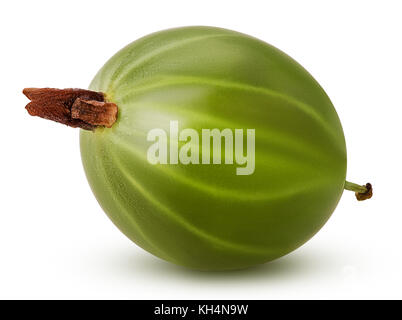 Mature Uva spina verde isolato su sfondo bianco. tracciato di ritaglio Foto Stock