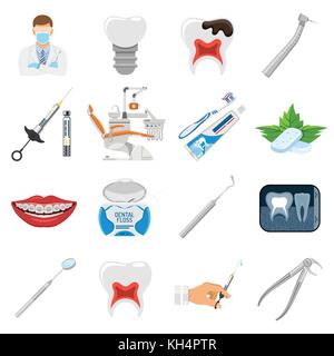 Impostare servizi odontoiatrici icone Illustrazione Vettoriale