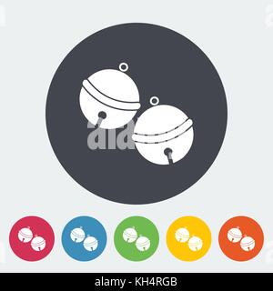 Campana di natale. Singola icona piatta sul cerchio. Illustrazione Vettoriale. Illustrazione Vettoriale