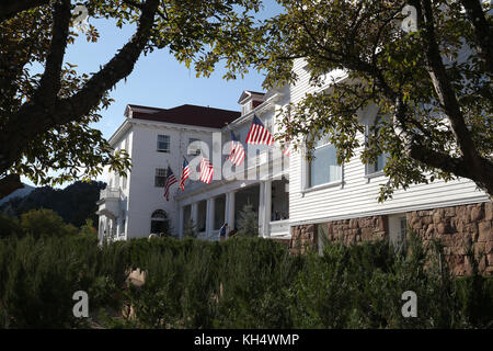 La storica Stanley Hotel in Estes Park, Colorado. Foto Stock