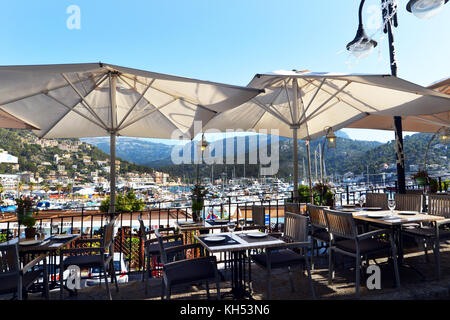 Vista del Porto Soller, Belearic isole, Mallorca, Spagna Foto Stock
