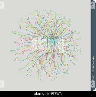 Array con particelle di dinamica. 3d la tecnologia avveniristica stile. Abstract background. Illustrazione Vettoriale. Illustrazione Vettoriale