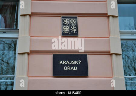 Autorità regionali, pardubice, Regione di Pardubice, iscrizione, segno Foto Stock