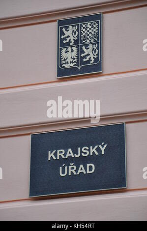 Autorità regionali, pardubice, Regione di Pardubice, iscrizione, segno Foto Stock