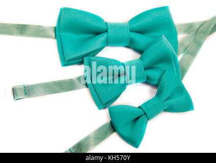 Tre un colore il filtro bow tie, di qualsiasi età, da bambino per adulto, verde, riunione, buona per la grande famiglia Foto Stock