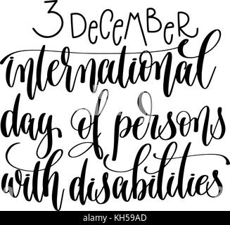 Giornata internazionale delle persone con disabilità di scritte a mano Illustrazione Vettoriale