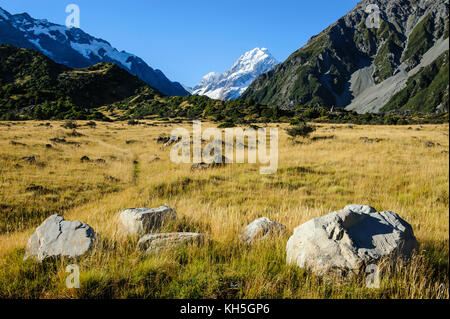 Mount Cook montagna più alta in Nuova Zelanda, Isola del Sud Foto Stock