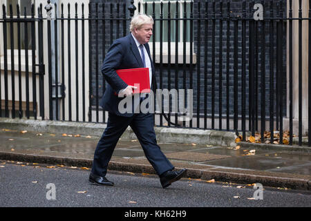 Londra, Regno Unito. 14 novembre, 2017. Boris johnson mp, segretario di Stato per gli affari esteri e del commonwealth, arriva al 10 di Downing Street per una riunione del gabinetto. Credito: mark kerrison/alamy live news Foto Stock