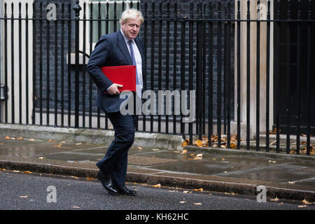 Londra, Regno Unito. 14 novembre, 2017. Boris johnson mp, segretario di Stato per gli affari esteri e del commonwealth, arriva al 10 di Downing Street per una riunione del gabinetto. Credito: mark kerrison/alamy live news Foto Stock