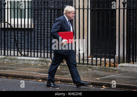 Londra, Regno Unito. 14 novembre, 2017. Boris johnson mp, segretario di Stato per gli affari esteri e del commonwealth, arriva al 10 di Downing Street per una riunione del gabinetto. Credito: mark kerrison/alamy live news Foto Stock