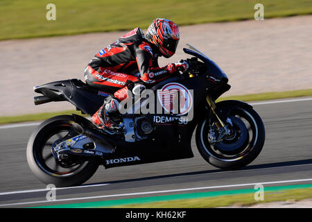 Valencia, Spagna. Xiv nov, 2017. #30 Takaaki Nakagami (giapponese) LCR Honda idemitsu durante le prove della nuova stagione MOTOGP 2018. Il circuito di Ricardo Tormo di Valencia, Spagna. martedì 14 novembre 2017. Credito: gtres información más comuniación sulla linea, s.l./alamy live news Foto Stock