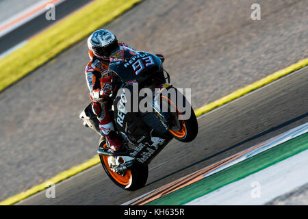 Valencia, Spagna. Xiv nov, 2017. #93 Marc Marquez (spagnolo) Repsol Honda team durante le prove della nuova stagione MOTOGP 2018. Il circuito di Ricardo Tormo di Valencia, Spagna. martedì 14 novembre 2017. Credito: gtres información más comuniación sulla linea, s.l./alamy live news Foto Stock