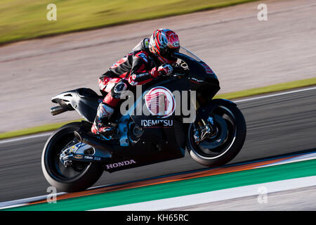 Valencia, Spagna. Xiv nov, 2017. #30 Takaaki Nakagami (giapponese) LCR Honda idemitsu durante le prove della nuova stagione MOTOGP 2018. Il circuito di Ricardo Tormo di Valencia, Spagna. martedì 14 novembre 2017. Credito: gtres información más comuniación sulla linea, s.l./alamy live news Foto Stock