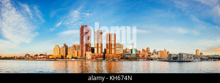 Immagine panoramica di Barangaroo al tramonto, Sydney, Nuovo Galles del Sud, Australia Foto Stock