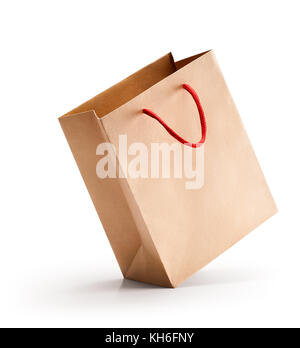 Carta marrone sacca isolata su sfondo bianco Foto Stock