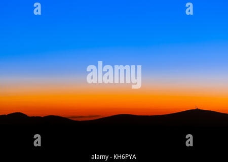 Blick auf den Brocken zur blick Stunde Foto Stock