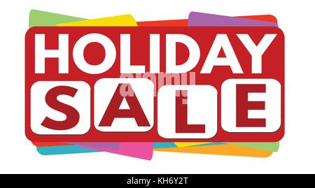 Vacanza Vendita banner o etichetta per la promozione delle imprese su sfondo bianco,illustrazione vettoriale Illustrazione Vettoriale