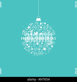 Scheda di natale con appesa una sfera realizzata di stelle e fiocchi di neve Illustrazione Vettoriale