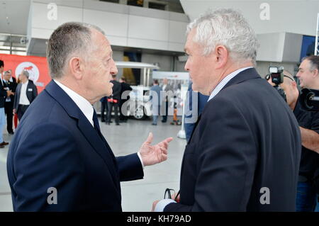 Jean-Michel Aulas, presidente della società CEGID alla Lyon Tech Fair, Lione, Francia Foto Stock