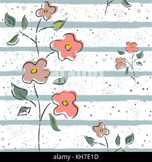 Floral seamless pattern. disegnati a mano. illustrazione vettoriale Foto Stock