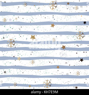 Carino inverno seamless pattern con i fiocchi di neve. illustrazione vettoriale. Foto Stock