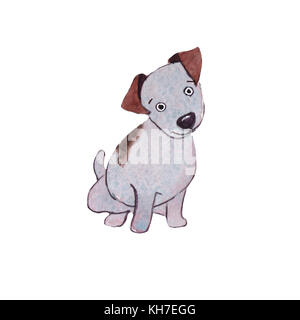 Jackrussel terrier cucciolo di cane del disegno a mano illustrazione ad acquerello Foto Stock