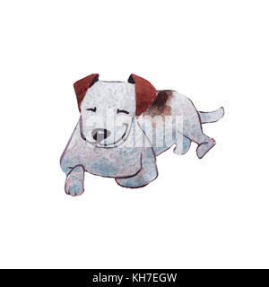 Jackrussel terrier cucciolo di cane del disegno a mano illustrazione ad acquerello Foto Stock