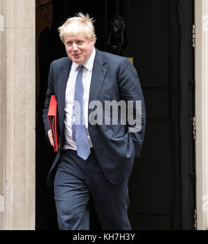 Londra, 14 novembre 2017 boris Johnson, Ministro degli esteri, foglie 10 Downing street a seguito di una riunione del gabinetto credito: Ian Davidson/alamy live news Foto Stock