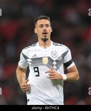 Londra, Grossbritannien. 10 novembre 2017. Sandro WAGNER (GER) Fussball Laenderspiel, Freundschaftsspiel, Inghilterra (ENG) - Germania (GER) 0:0, AM 10.11.2017 a Londra/ Grossbritannien. |utilizzo del credito mondiale: dpa/Alamy Live News Foto Stock