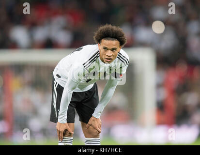 Londra, Grossbritannien. 10 novembre 2017. Leroy sane (GER) Fussball Laenderspiel, Freundschaftsspiel, Inghilterra (ENG) - Germania (GER) 0:0, AM 10.11.2017 a Londra/ Grossbritannien. |utilizzo del credito mondiale: dpa/Alamy Live News Foto Stock