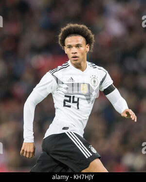 Londra, Grossbritannien. 10 novembre 2017. Leroy sane (GER) Fussball Laenderspiel, Freundschaftsspiel, Inghilterra (ENG) - Germania (GER) 0:0, AM 10.11.2017 a Londra/ Grossbritannien. |utilizzo del credito mondiale: dpa/Alamy Live News Foto Stock