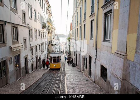 Sollevamento/funicolare in Chiado, Lisbona, Portogallo Foto Stock