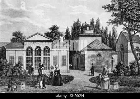 Tepliz - luogo di incontro di Beethoven e Goethe nel 1812. Città termale della Repubblica ceca. Inizio del XIX secolo di incisione. Ludwig van Beethoven: compositore tedesco, 17 dicembre 1770- 26 marzo 1827. Johann Wolfgang von Goethe: scrittore tedesco, 28 agosto 1749 - 22 Marzo 1832. Foto Stock