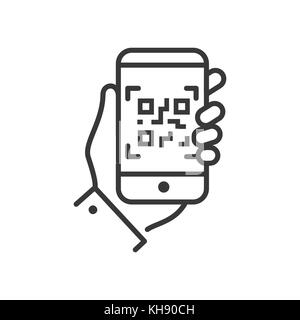 Codice qr scanner - Progettazione di linea singola icona isolato Illustrazione Vettoriale