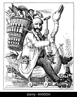 Lohengrin di Richard Wagner. La caricatura da satirico italiano ufficiale 1871 . La didascalia recita: "Il Lohengrin Caravan'.del compositore tedesco & autore, 22 maggio 1813 - 13 febbraio 1883. Foto Stock