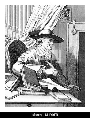 Thomas Morell . Incisione di James Basire il Vecchio (1730-1802), 1762,dopo il lavoro da William Hogarth (1697-1764). TM ha lavorato con Handel su diversi oratori, tra cui Teodora. TM: classica studioso e librettista.18 Marzo 1703 - 19 Febbraio 1784 Foto Stock