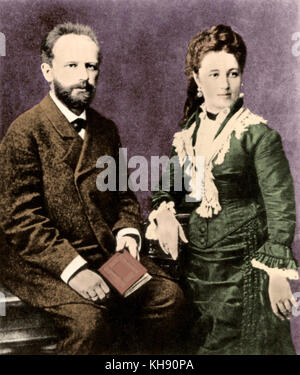 Pyotr Tchaikovsky e sua moglie.ssa Antonina Milyukova, 1877. Il compositore russo 7 Maggio 1840 - 6 novembre 1893. Foto Stock