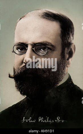 John Philip Sousa - firmato il ritratto del compositore americano e il conduttore JPS: 6 novembre 1854 - 6 marzo 1932. Foto Stock