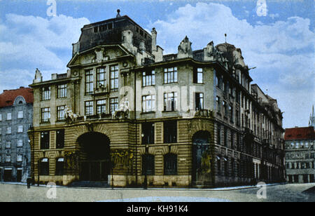 Praga Repubblica Ceca, edificio Art Nouveau Foto Stock