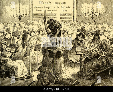 'Damenkonzert nello stile di Strauss (ladies' orchestra). La caricatura pubblicato in 'Düsseldorfer Monatsheften', 1853. Foto Stock