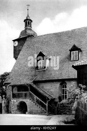 Villaggio Chiesa in Dornheim vicino a Arnstadt in cui Johann Sebastian Bach era sposato con la sua cugina Maria Barbara dal Ministro Lorenz Stauber (c. 1707). Foto Stock