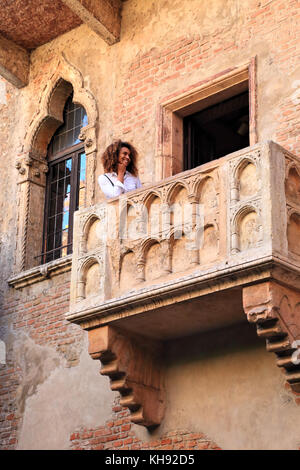 Il balcone di Giulietta. Casa di Romeo e Giulietta, Verona Foto Stock