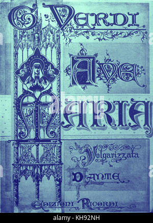 VERDI - AVE MARIA - TITLEPAGE DI AVE MARIA Ricordi Edition, tradotto da Dante. Compositore italiano (1813-1901)