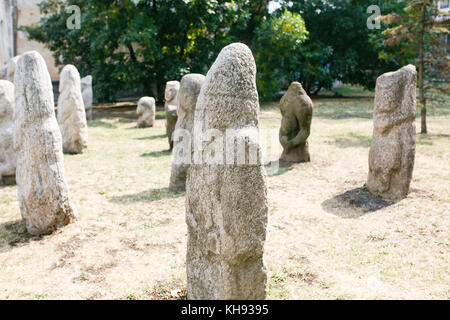 Scita antropomorfi sculture in pietra in berdyansk, Ucraina Foto Stock