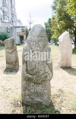 Scita antropomorfi sculture in pietra in berdyansk, Ucraina Foto Stock