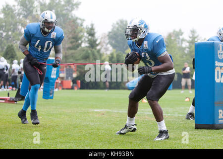 Allen PARK, MICHIGAN - 14 AGOSTO: Il football NFL Detroit Lions pratica nel loro campo di allenamento a Allen Park, Michigan. Agosto 14, 2012. © Joe Gall/Mediapunch Inc. Foto Stock